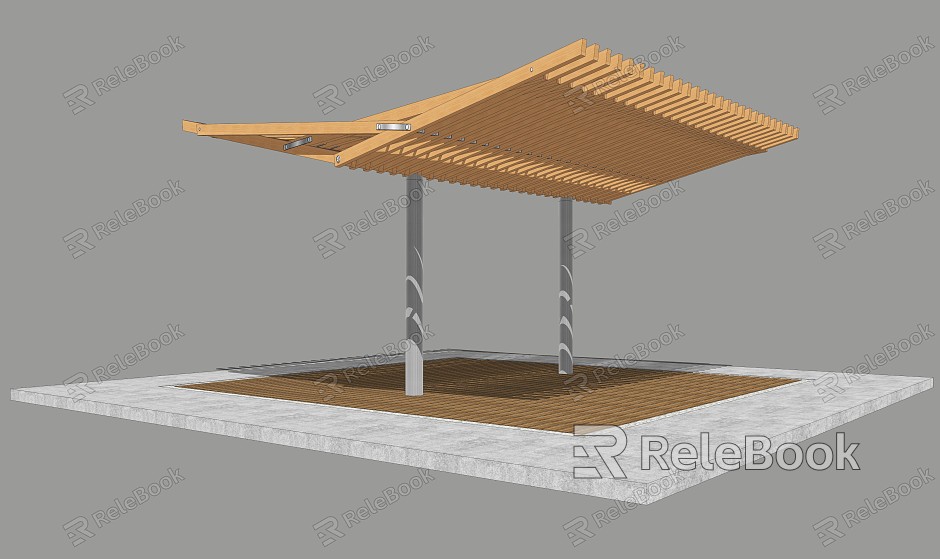 Modern Pavilion Simple Steel Structure Wooden model