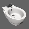 White Wall Mounted Toilet With Black Flushing Mechanism And Simple Design