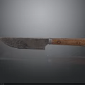 Old Rusty Weapon Knife With Wooden Handle On Black Surface And Reflection
