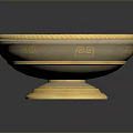 Elegant Yellow Stone Bowl Shaped Sculpture Carving With Intricate Patterns And Decorative Base