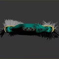Colorful Paintbrush With Turquoise Handle Red Dots Yellow Section And White Bristles