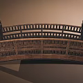 Wooden Curved Arch Bridge Featuring Intricate Railings And Decorative Finial Posts