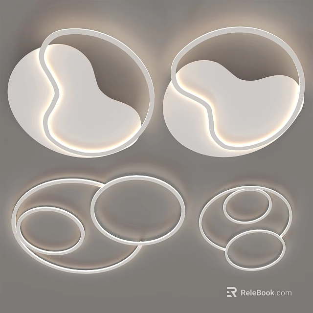 Modern LED Ceiling Lights With Circular And Curved Design For Home Decor 3d model 