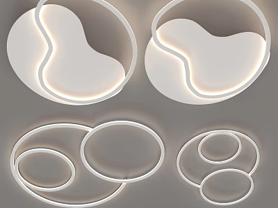 Modern LED Ceiling Lights With Circular And Curved Design For Home Decor 3d model