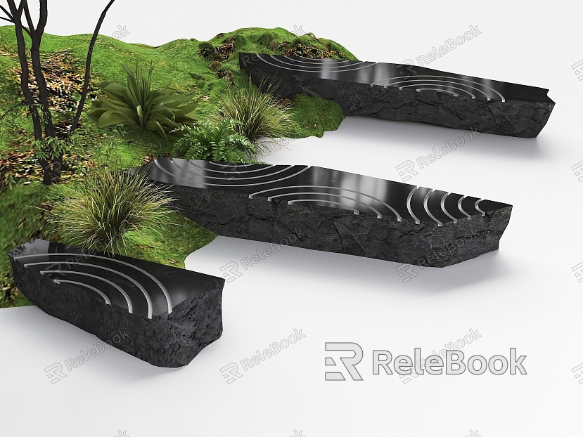 Zen stone bench landscape stone stool landscape stone stool black stone mirror stone ripple stone mirror water ripple stool model