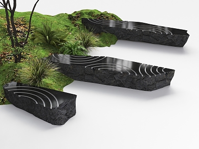 Zen stone bench landscape stone stool landscape stone stool black stone mirror stone ripple stone mirror water ripple stool 3d model