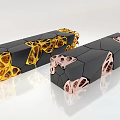 Modern Geometric Public Chairs With Black Gold Rose Gold Hollow Patterns And Sculptural Design