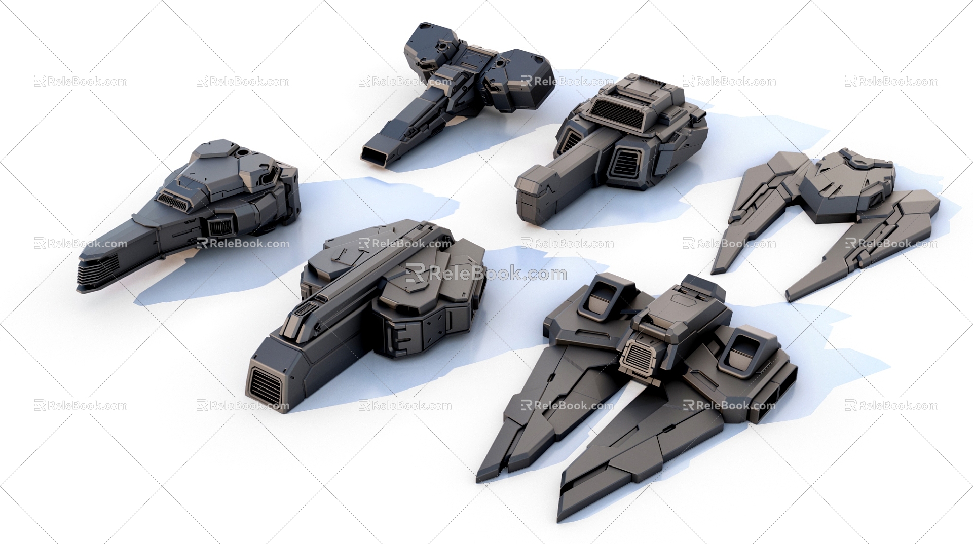 Science fiction mechanical parts spacecraft shape hard surface combination 3d model