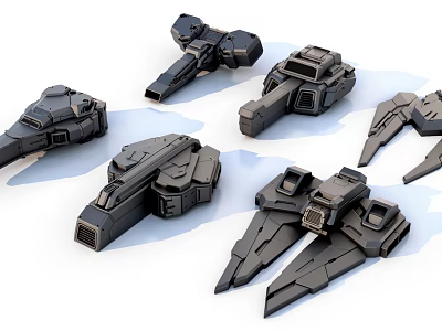 Science fiction mechanical parts spacecraft shape hard surface combination 3d model