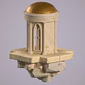 Classical Ancient Architecture Featuring Golden Dome Stone Arched Windows And Square Base Platform