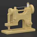 Handcrafted Wooden Sewing Machine Model With Spool Wheels And Base