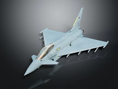 Gray Fighter Jet Model Featuring Transparent Cockpit Missile Racks And Tail Fin Emblem 3d model