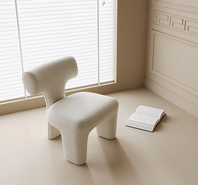 Stylish Modern Sofa Stool With Knitted Design And Open Book In Living Room 3d model