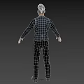 Man In Dark Vest And Pants With White Shoes And Gray Hair Standing Pose