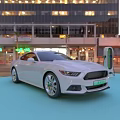 White Car At Electric Vehicle Charging Station In City