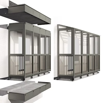 Modern Casement Windows With Aluminum Frame Clear Glass And Balcony Exterior Design 3d model