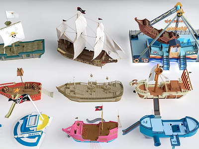 Modern Pirate Ship Marine Theme Amusement Equipment Sailing Rides 3d model