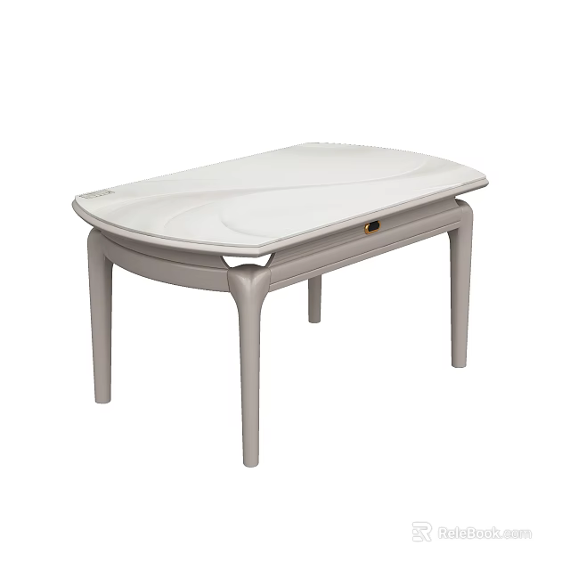 Modern White Oval Dining Table With Grey Legs And Smooth Surface 3d model 