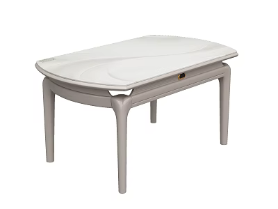 Modern White Oval Dining Table With Grey Legs And Smooth Surface 3d model
