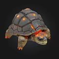 Mystical Turtle With Glowing Orange Shell Patterns On Dark Background 3d model