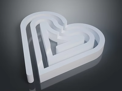 White Heart Shaped 3D Design Fashion Apparel Clothing Accessories 3d model