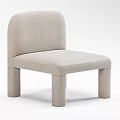 Modern Minimalist Beige Upholstered Single Chair With Curved Backrest And Cylindrical Legs