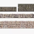 Decorative Garden Feature Walls with Grid Patterns Stone Blocks and Textured Designs 3d model