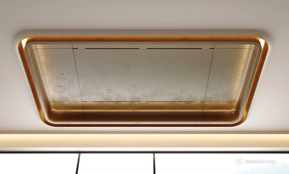 Modern Ceiling Design With Metallic Frame And Smooth Panel Surface 3d model 