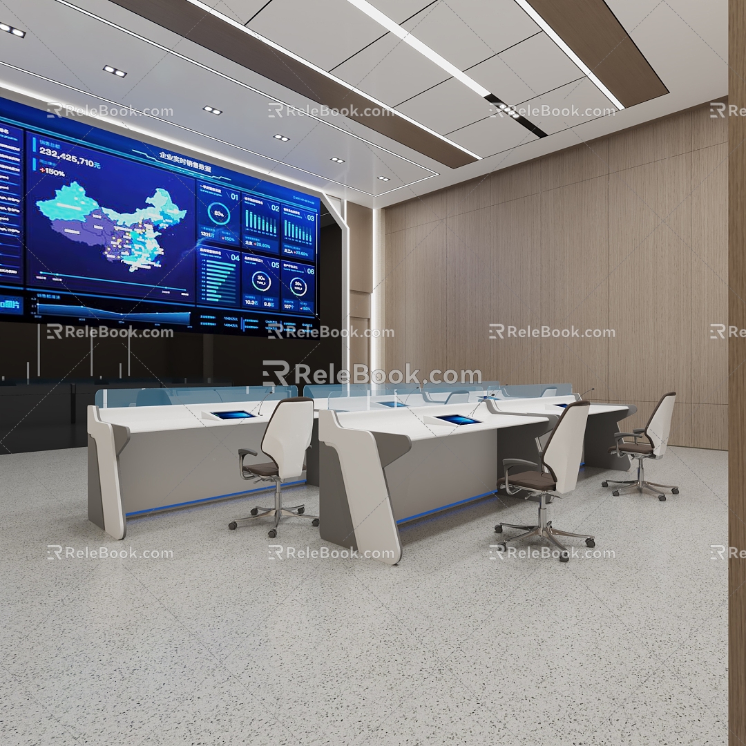 Command center monitoring room monitoring screen modeling ceiling 3d model