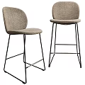 Modern Fabric Upholstered Bar Stools With Black Metal Frame And Sleek Design For Kitchen Bar