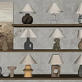 medieval table lamp pottery jar table lamp ornaments combination 3d model