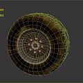 Old Worn Car Tire With Tread Pattern And Metal Rim Details
