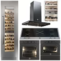 Modern Stainless Steel Kitchen Appliances Featuring Wine Cooler Range Hood Cooktop And Ovens