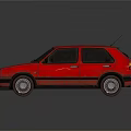 Red Classic Volkswagen Golf With Black Trim And Silver Alloy Wheels