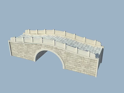 Traditional Stone Arch Bridge With Stone Parapet And Paved Surface Design 3d model