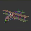 Vintage Wooden Biplane Model With Retro Design And Red Cockpit Seat