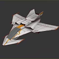 Futuristic Gray And Yellow Aircraft With Sleek Design Angular Wings And Tail Fins