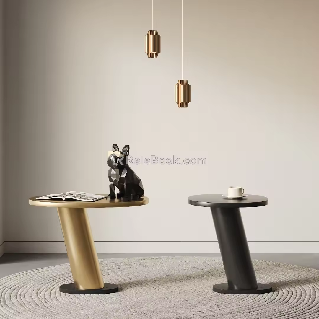 Modern Side-table Combination Chandelier Carpet Metal Side-table Bulldog 3d model