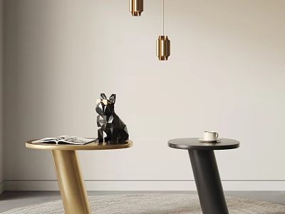 Modern Side-table Combination Chandelier Carpet Metal Side-table Bulldog 3d model