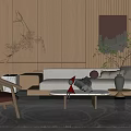 Modern sofa coffee table combination 3d model