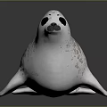 White Seal Figure With Brown Spots And Black Eyes On Smooth Surface