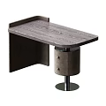 Contemporary Office Desk With Wood Grain Top And Cylindrical Metal Base