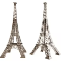 Two Decorative Miniature Eiffel Tower Models With Intricate Metal Structure Design