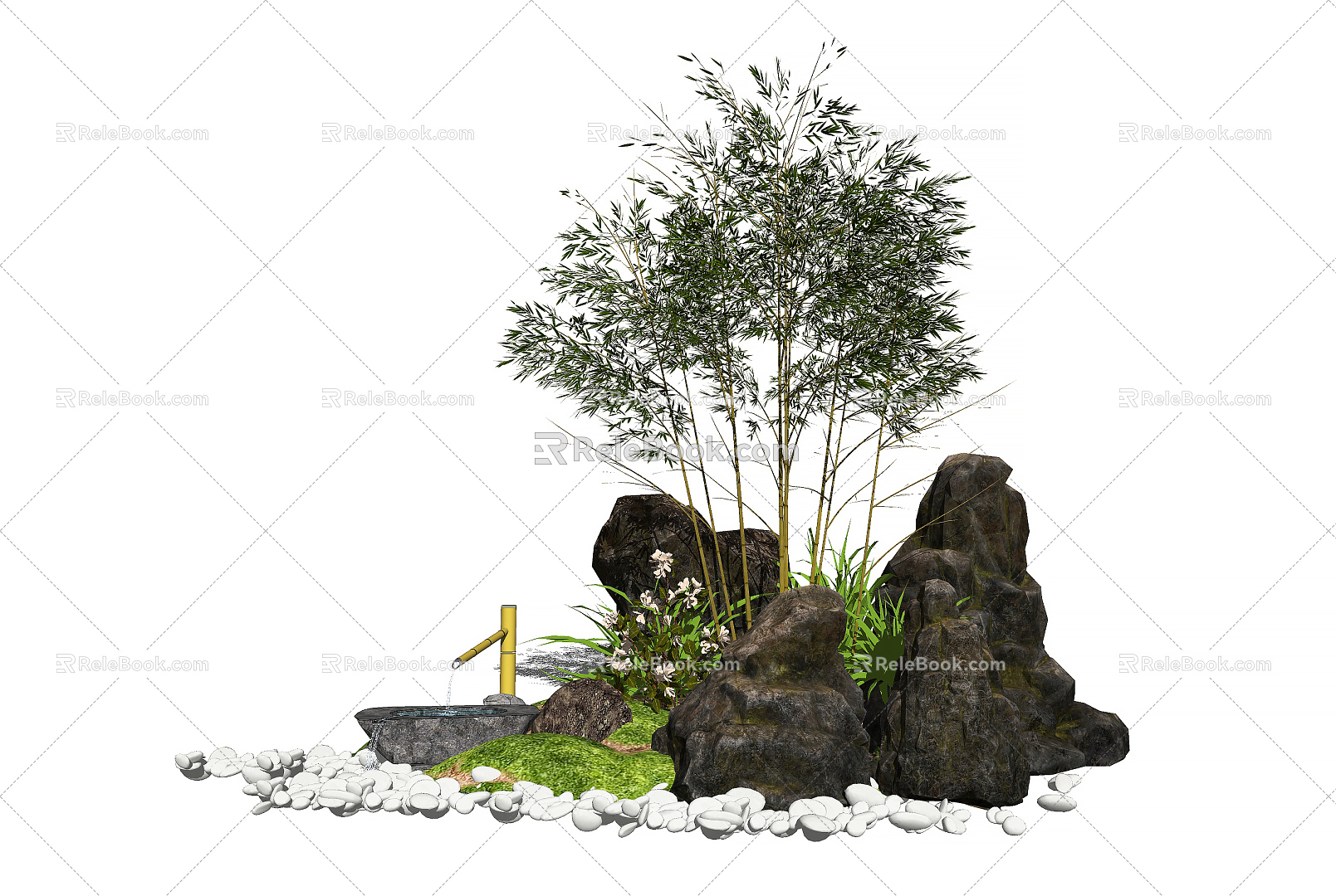 New Chinese style landscape sketch landscape sketch courtyard landscape stone model