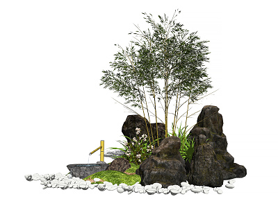 New Chinese style landscape sketch landscape sketch courtyard landscape stone model