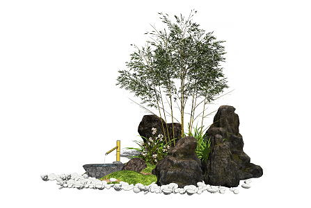 New Chinese style landscape sketch landscape sketch courtyard landscape stone 3d model