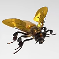 Decorative Ornament Set Featuring Bee Figure with Golden Wings for Home Decor