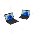 Two Modern Blue Laptops With Sleek Design And Digital Art Screen 3d model