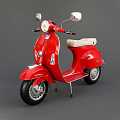 Red Vintage Scooter With White Seat And Chrome Details On Gray Background