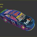 FedEx Ground Number 11 Race Car With Purple Red Body And Sponsor Logos Design